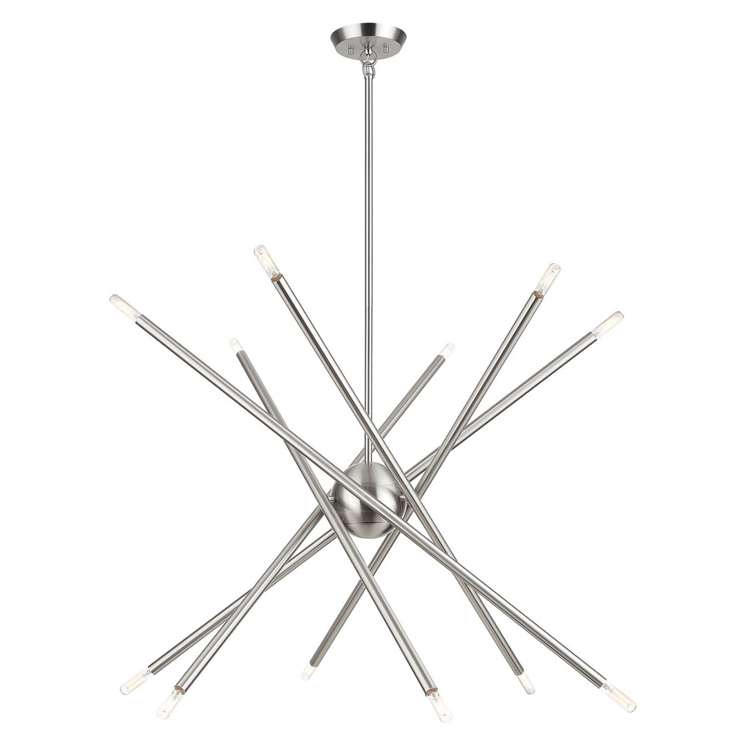 12 Light Brushed Nickel Large Chandelier