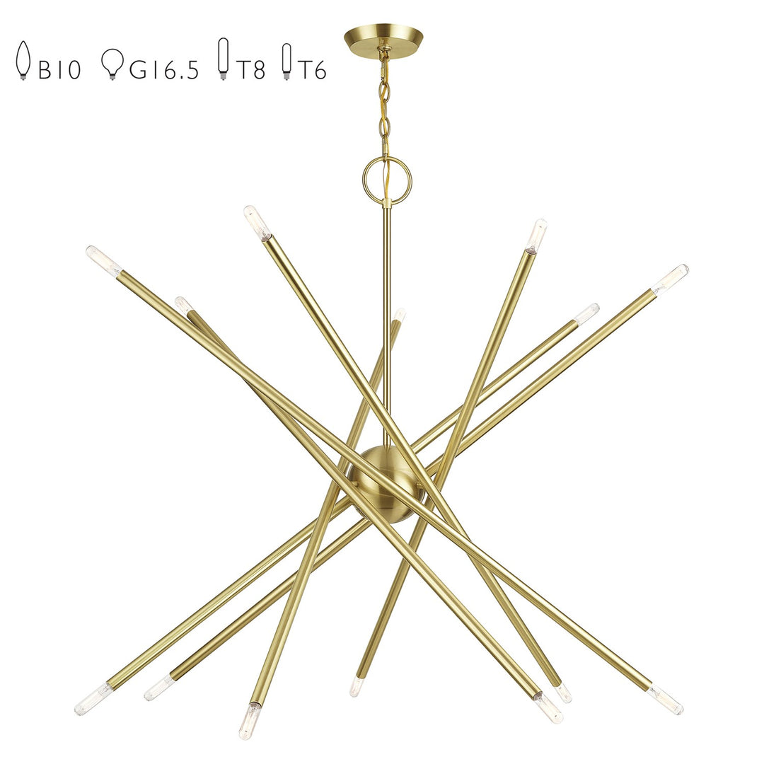 14 Light Satin Brass Extra Large Foyer Chandelier by Livex Lighting