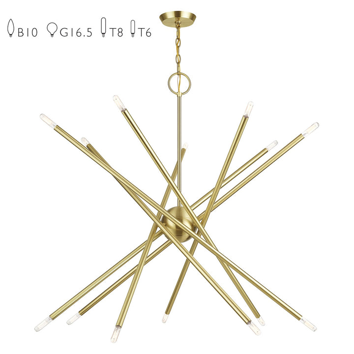 14 Light Satin Brass Extra Large Foyer Chandelier by Livex Lighting
