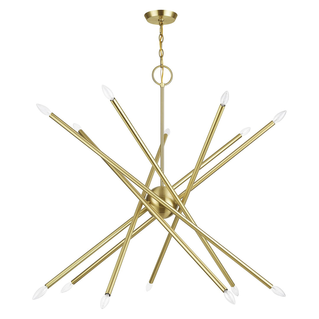 14 Light Satin Brass Extra Large Foyer Chandelier