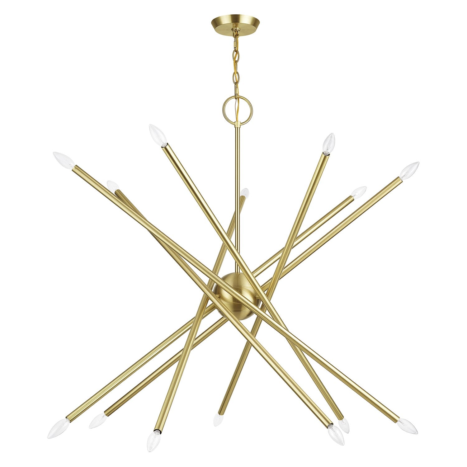 14 Light Satin Brass Extra Large Foyer Chandelier