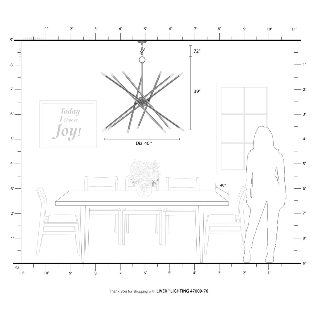 14 Light Scandinavian Gray Extra Large Foyer Chandelier