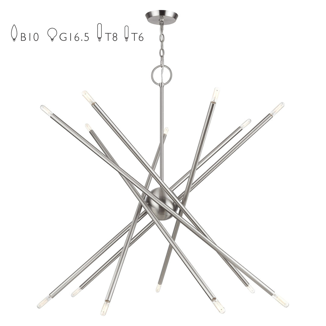 14 Light Brushed Nickel Extra Large Foyer Chandelier by Livex Lighting