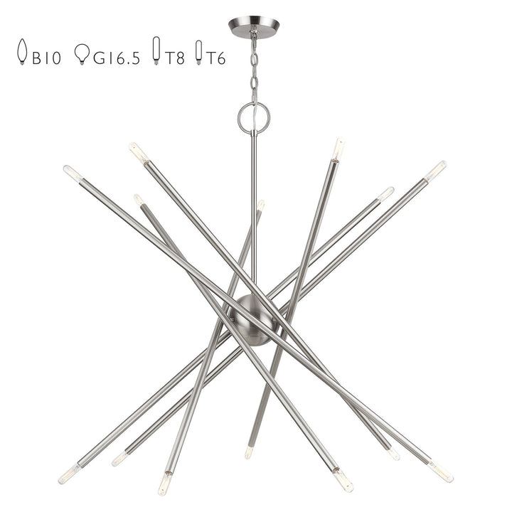 14 Light Brushed Nickel Extra Large Foyer Chandelier by Livex Lighting