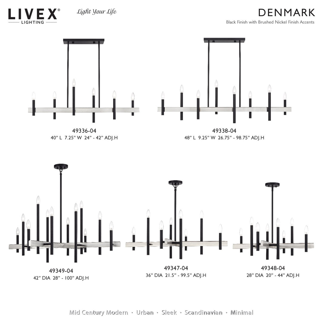 8 Light Black Large Chandelier With Brushed Nickel Accents