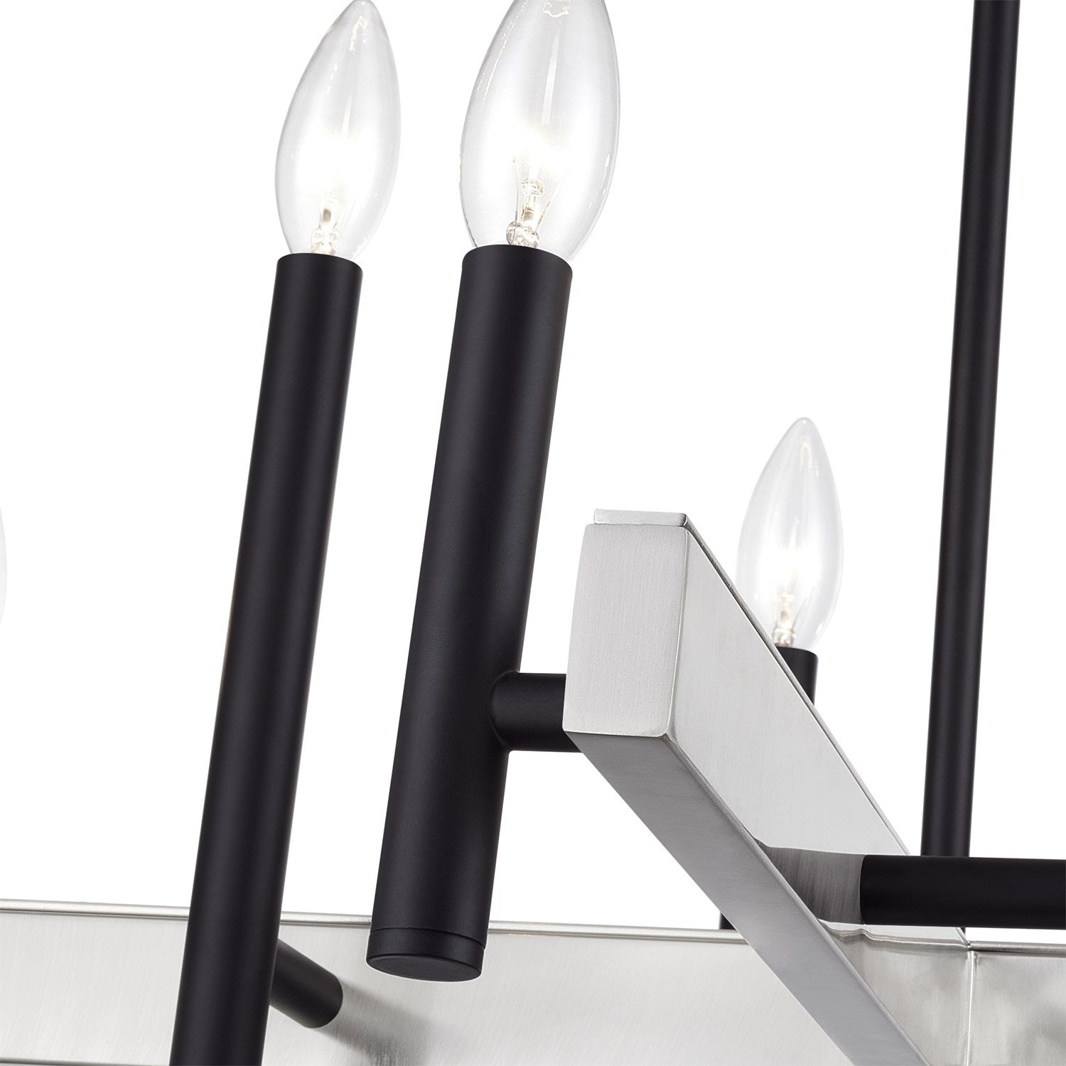 8 Light Black Medium Chandelier With Brushed Nickel Accents