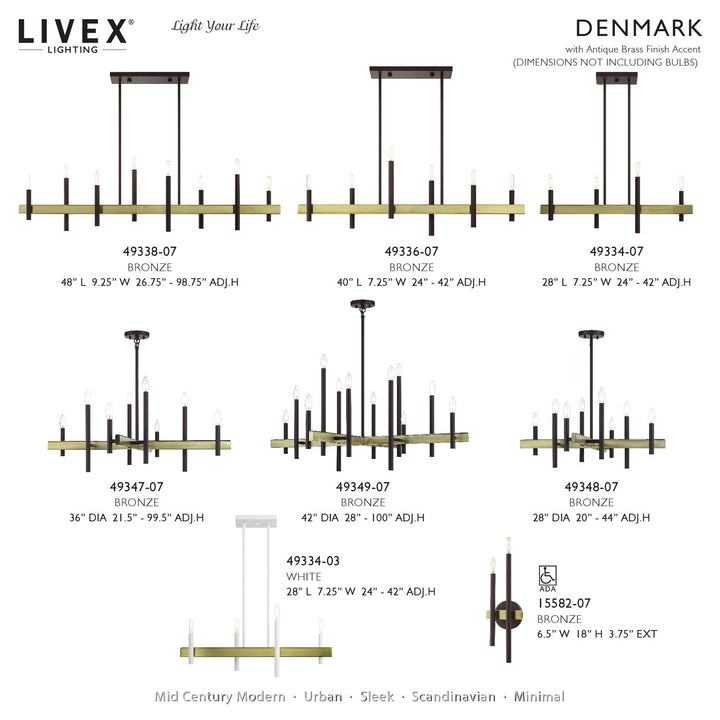 8 Light Bronze Medium Chandelier With Antique Brass Accents