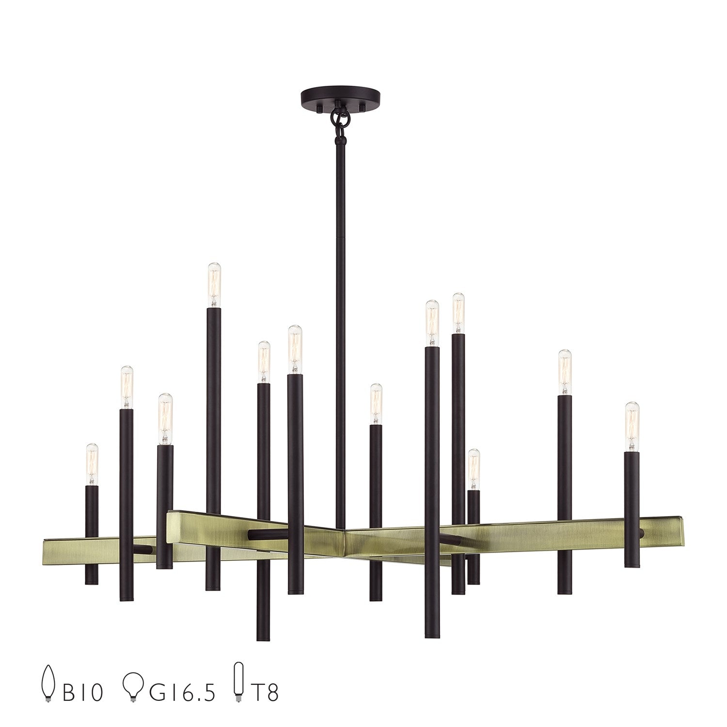 12 Light Bronze Extra Large Foyer Chandelier With Antique Brass Accents by Livex Lighting