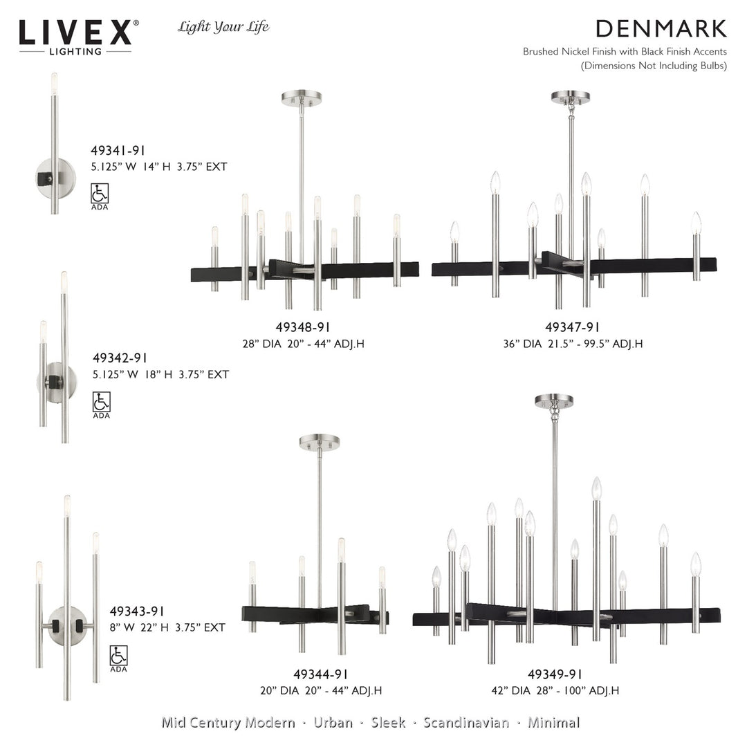 12 Light Brushed Nickel Extra Large Chandelier With Black Accents
