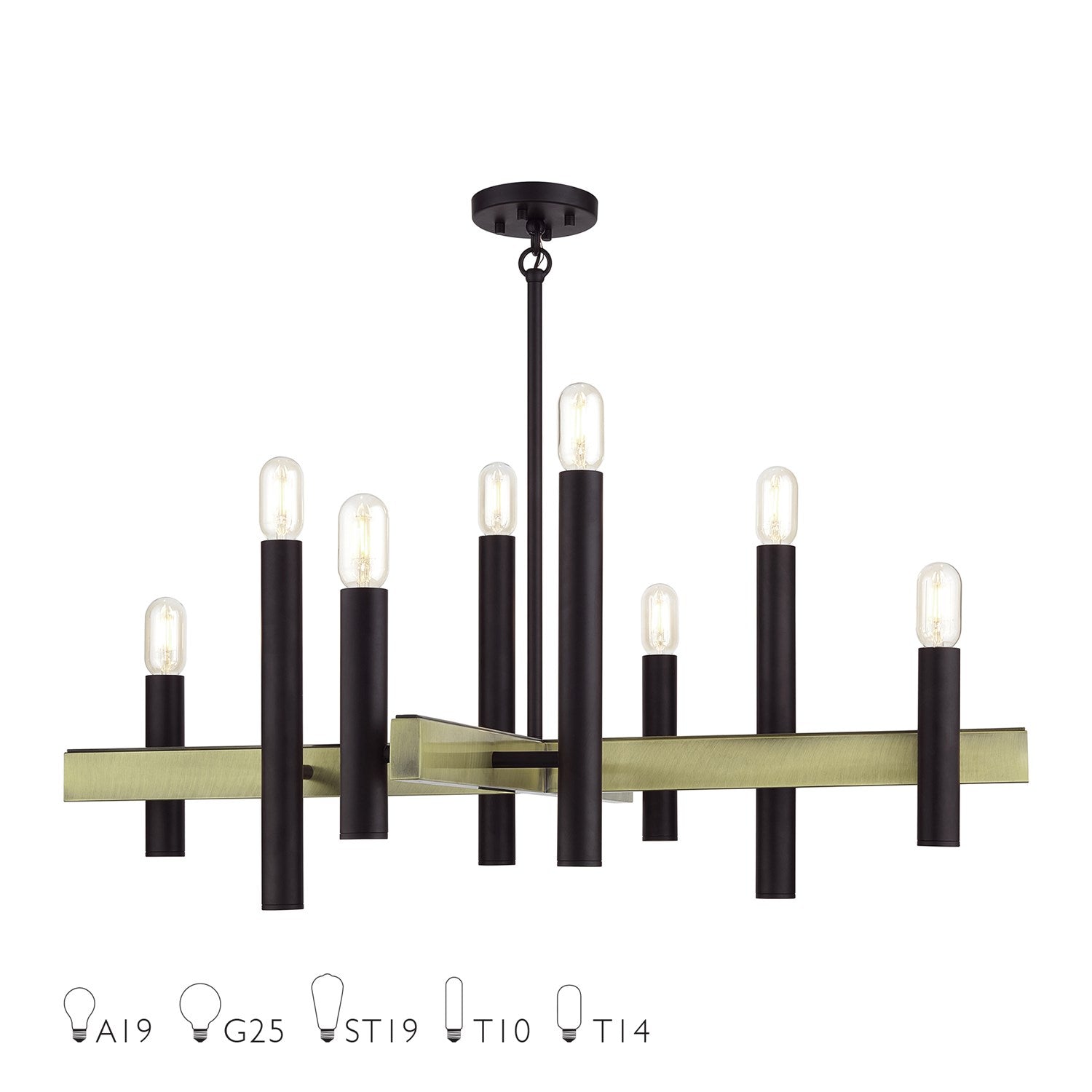 8 Light Bronze Large Chandelier With Antique Brass Accents by Livex Lighting