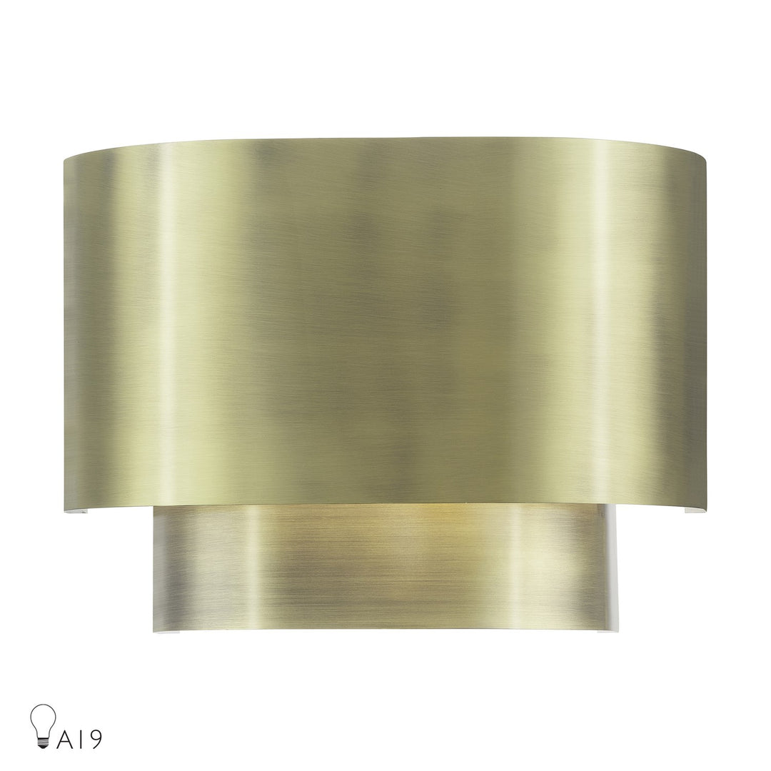 1 Light Antique Brass Ada Sconce With Antique Brass Metal Shade by Livex Lighting