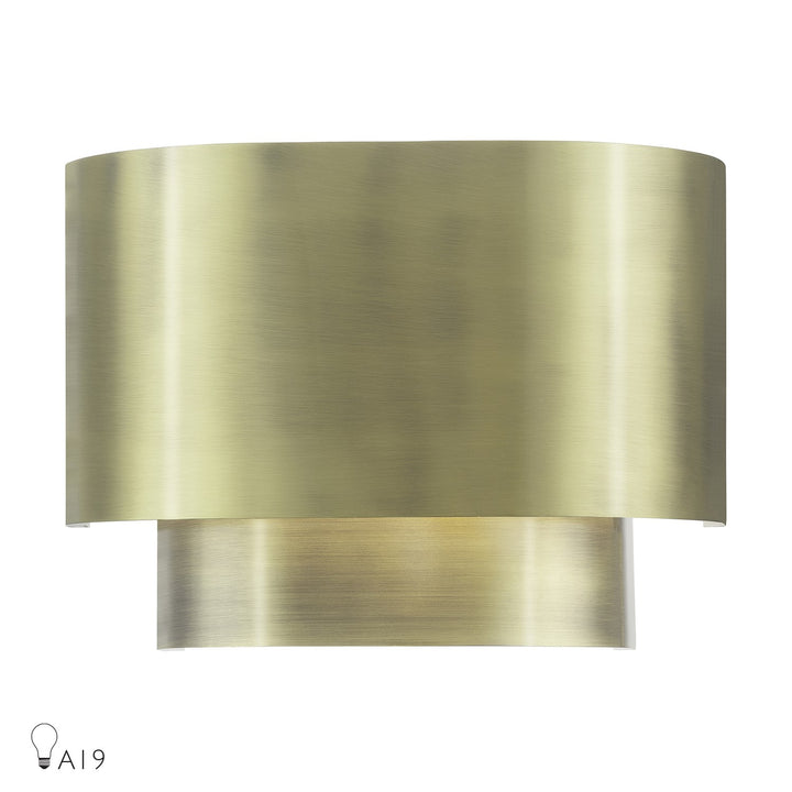 1 Light Antique Brass Ada Sconce With Antique Brass Metal Shade by Livex Lighting
