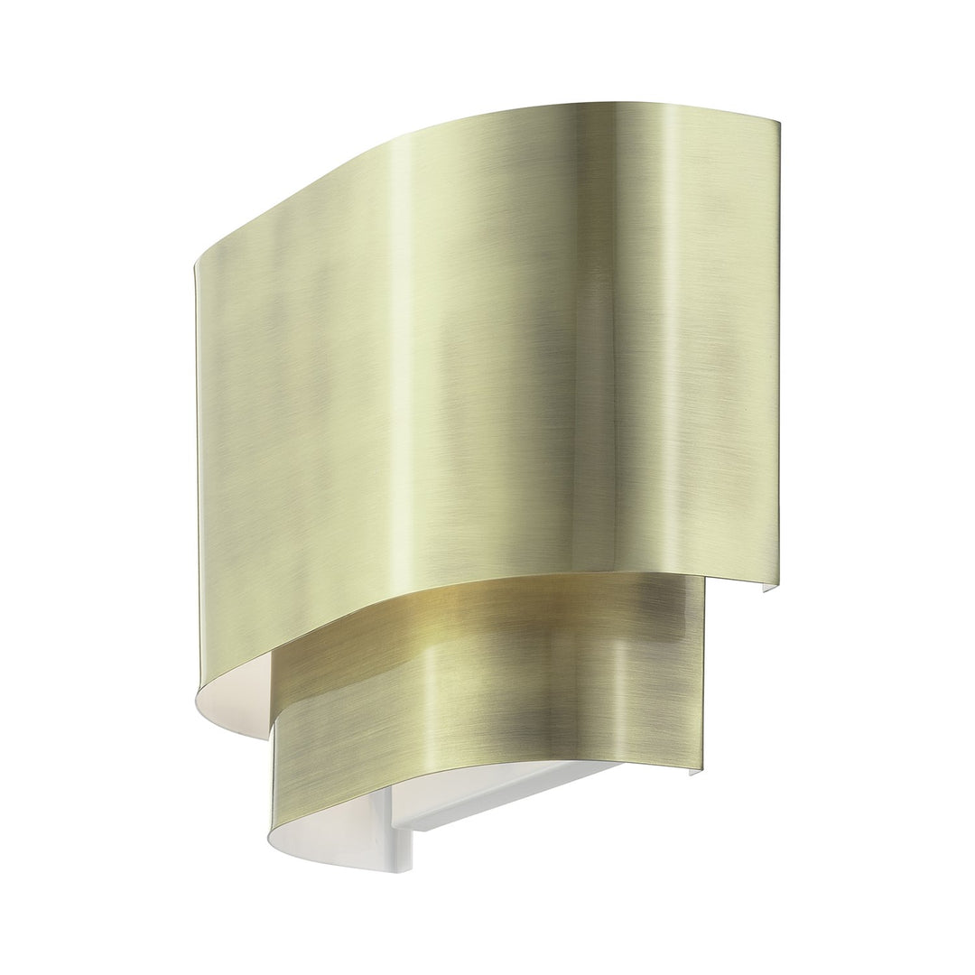 1 Light Antique Brass Ada Sconce With Antique Brass Metal Shade