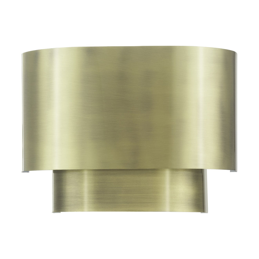 1 Light Antique Brass Ada Sconce With Antique Brass Metal Shade
