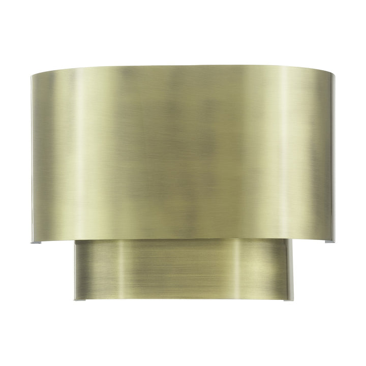 1 Light Antique Brass Ada Sconce With Antique Brass Metal Shade