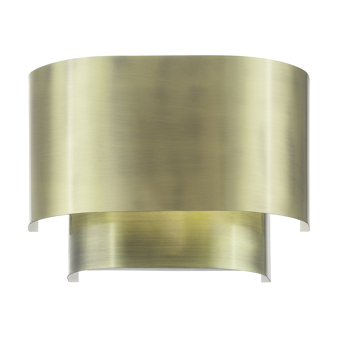 1 Light Antique Brass Ada Sconce With Antique Brass Metal Shade