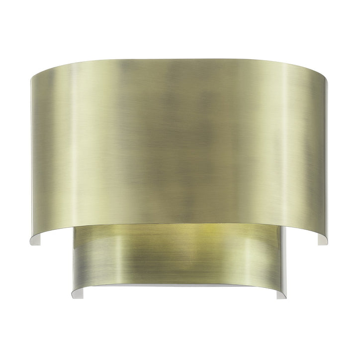 1 Light Antique Brass Ada Sconce With Antique Brass Metal Shade