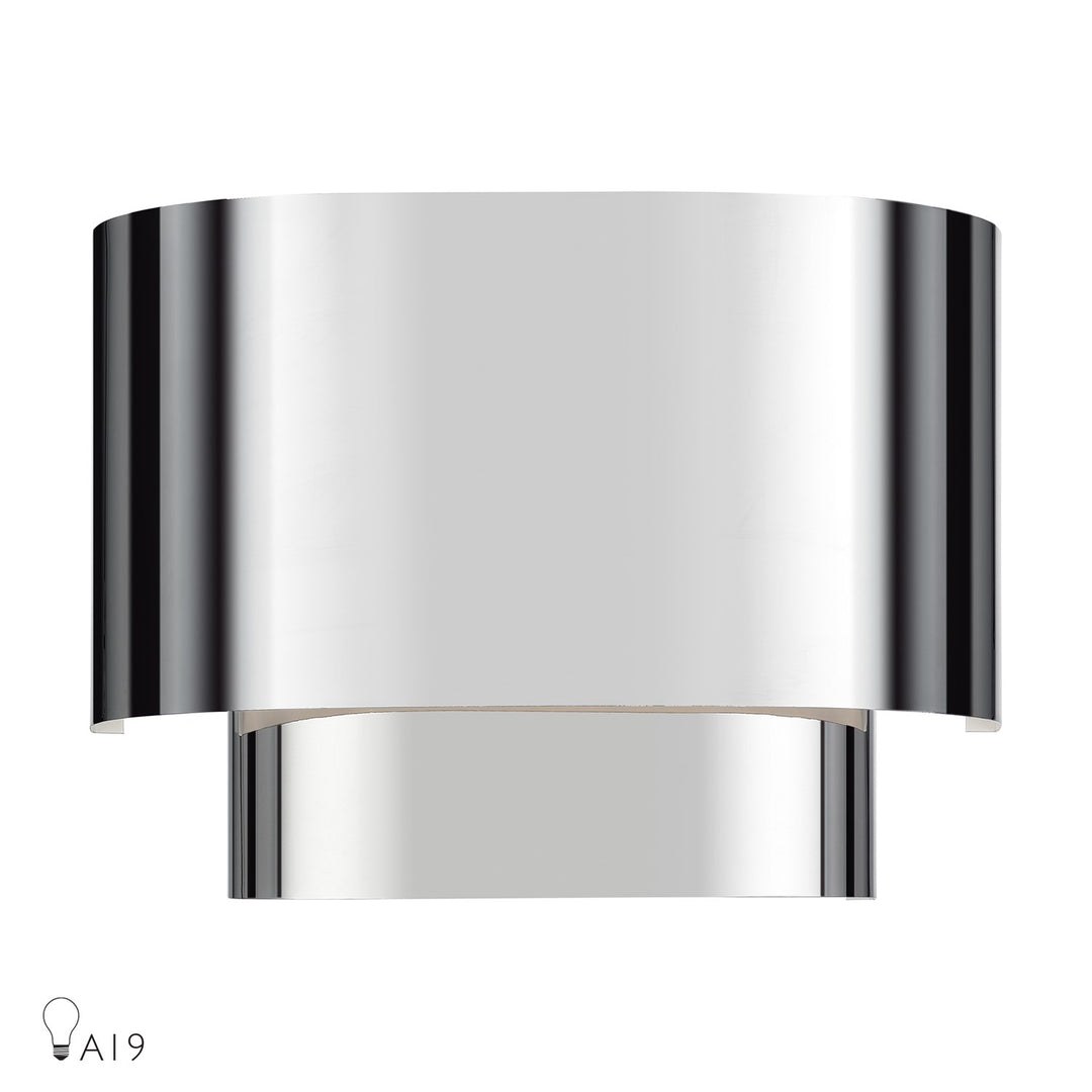 1 Light Polished Chrome Ada Sconce With Polished Chrome Metal Shade by Livex Lighting