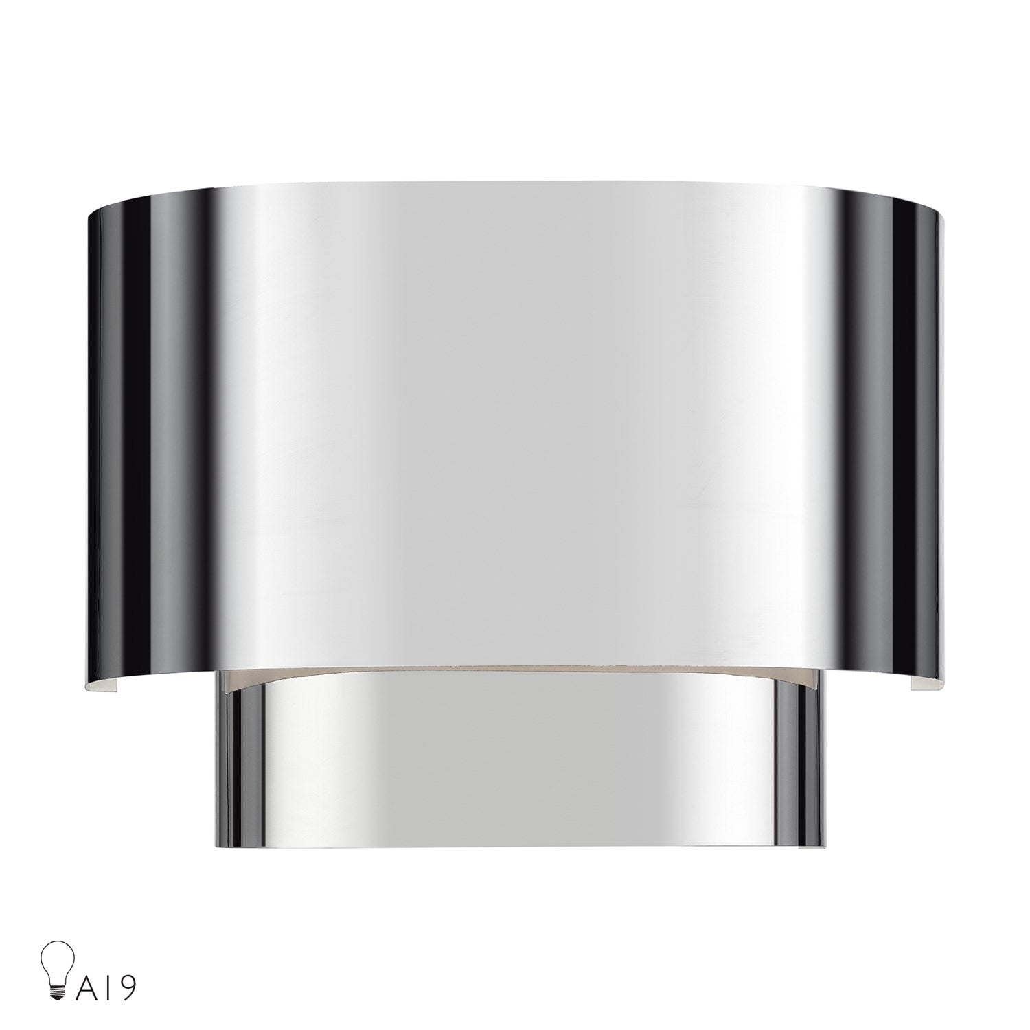 1 Light Polished Chrome Ada Sconce With Polished Chrome Metal Shade by Livex Lighting