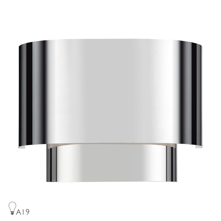 1 Light Polished Chrome Ada Sconce With Polished Chrome Metal Shade by Livex Lighting