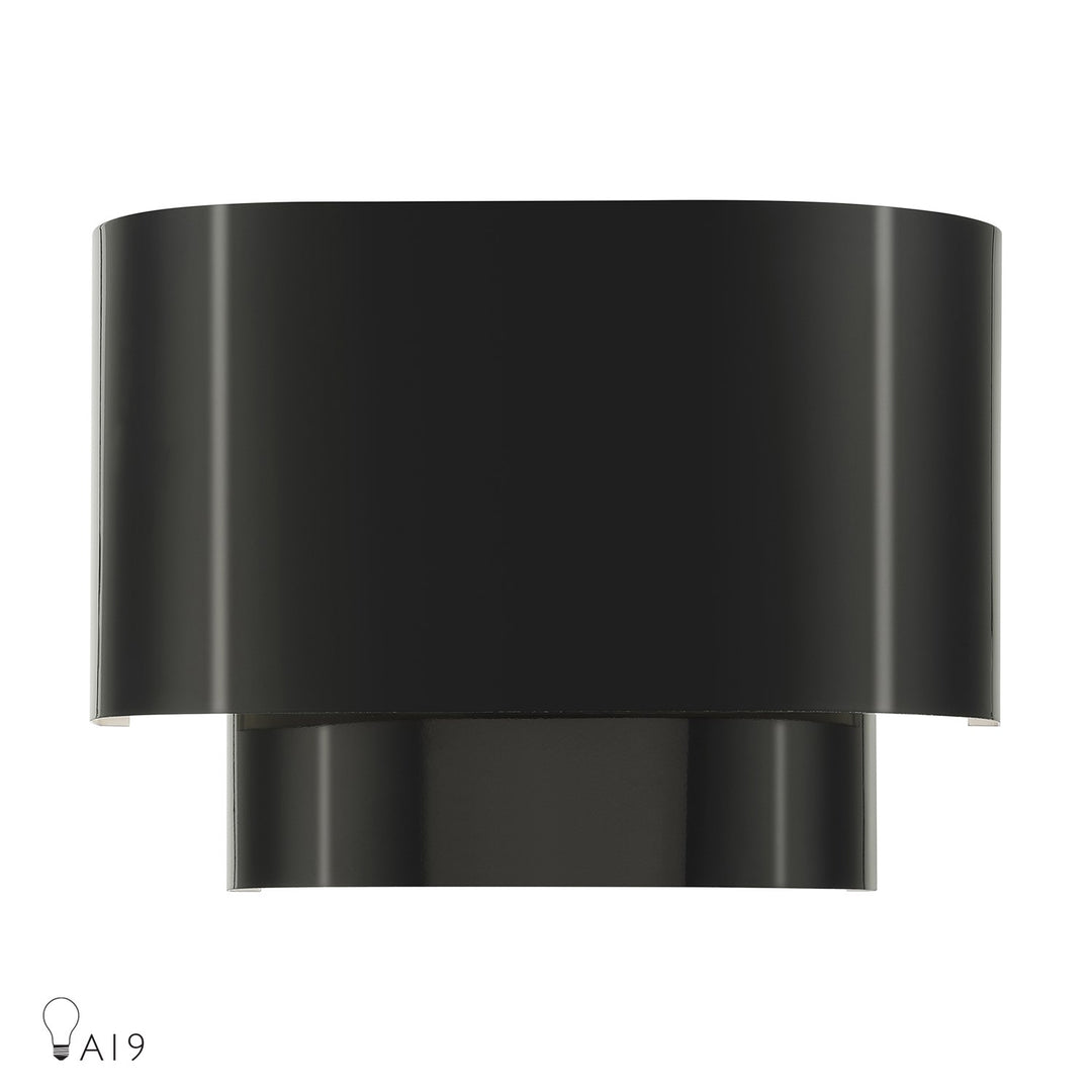 1 Light Shiny Black Ada Sconce With Shiny Black Metal Shade by Livex Lighting