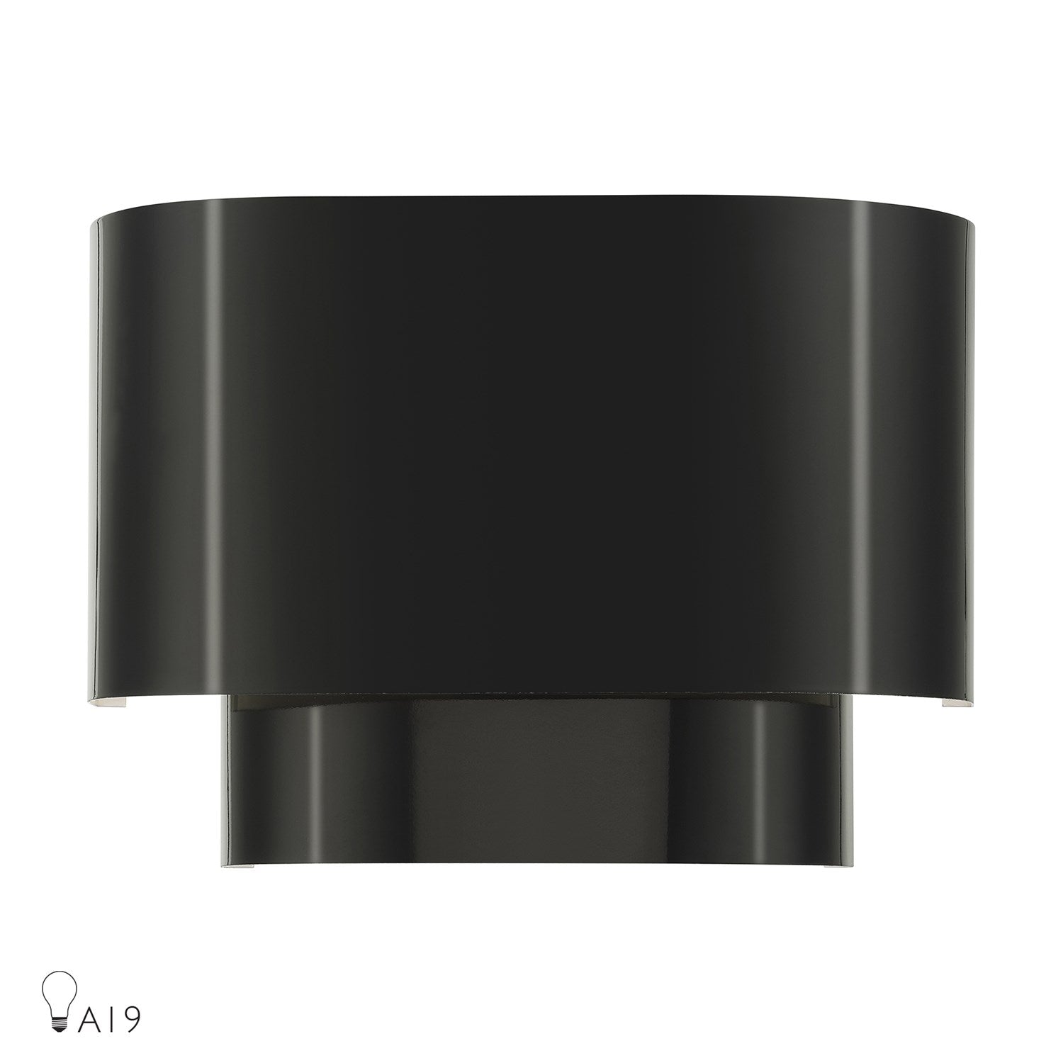 1 Light Shiny Black Ada Sconce With Shiny Black Metal Shade by Livex Lighting
