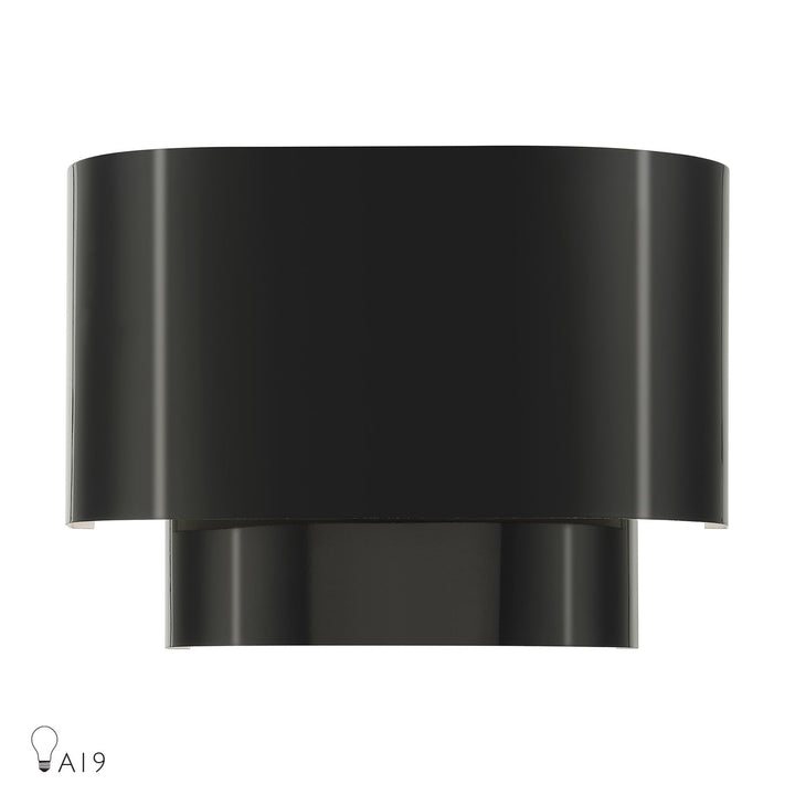1 Light Shiny Black Ada Sconce With Shiny Black Metal Shade by Livex Lighting