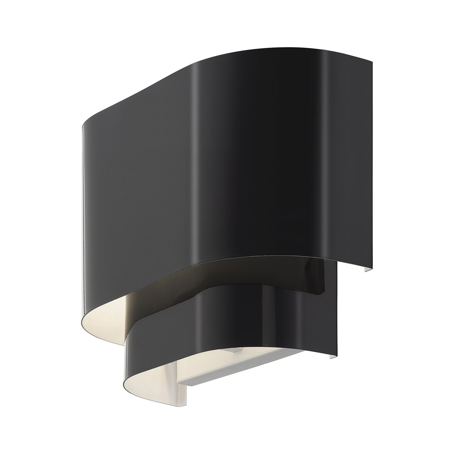 1 Light Shiny Black Ada Sconce With Shiny Black Metal Shade