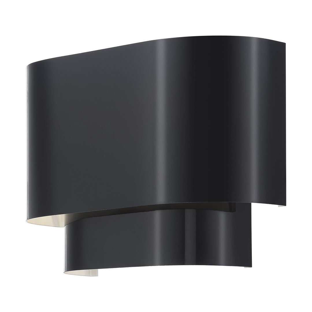 1 Light Shiny Black Ada Sconce With Shiny Black Metal Shade