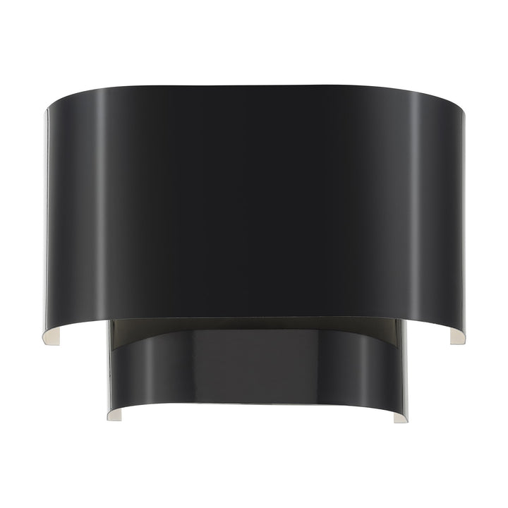 1 Light Shiny Black Ada Sconce With Shiny Black Metal Shade