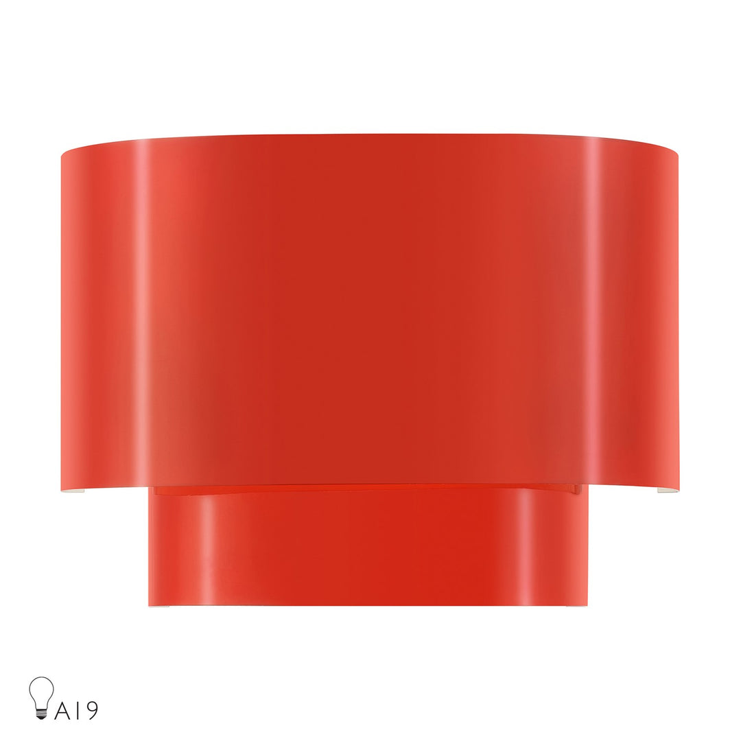 1 Light Shiny Red Ada Sconce With Shiny Red Metal Shade With Shiny White Inside by Livex Lighting