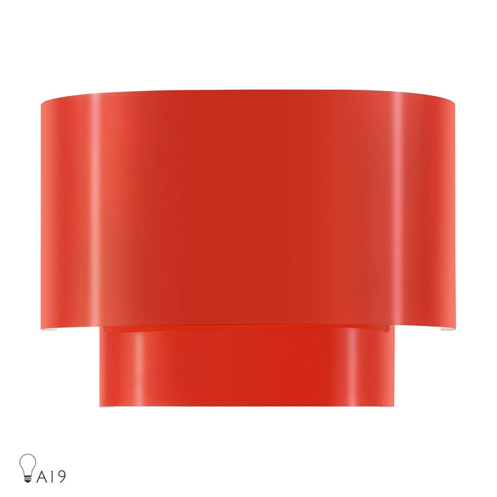 1 Light Shiny Red Ada Sconce With Shiny Red Metal Shade With Shiny White Inside by Livex Lighting