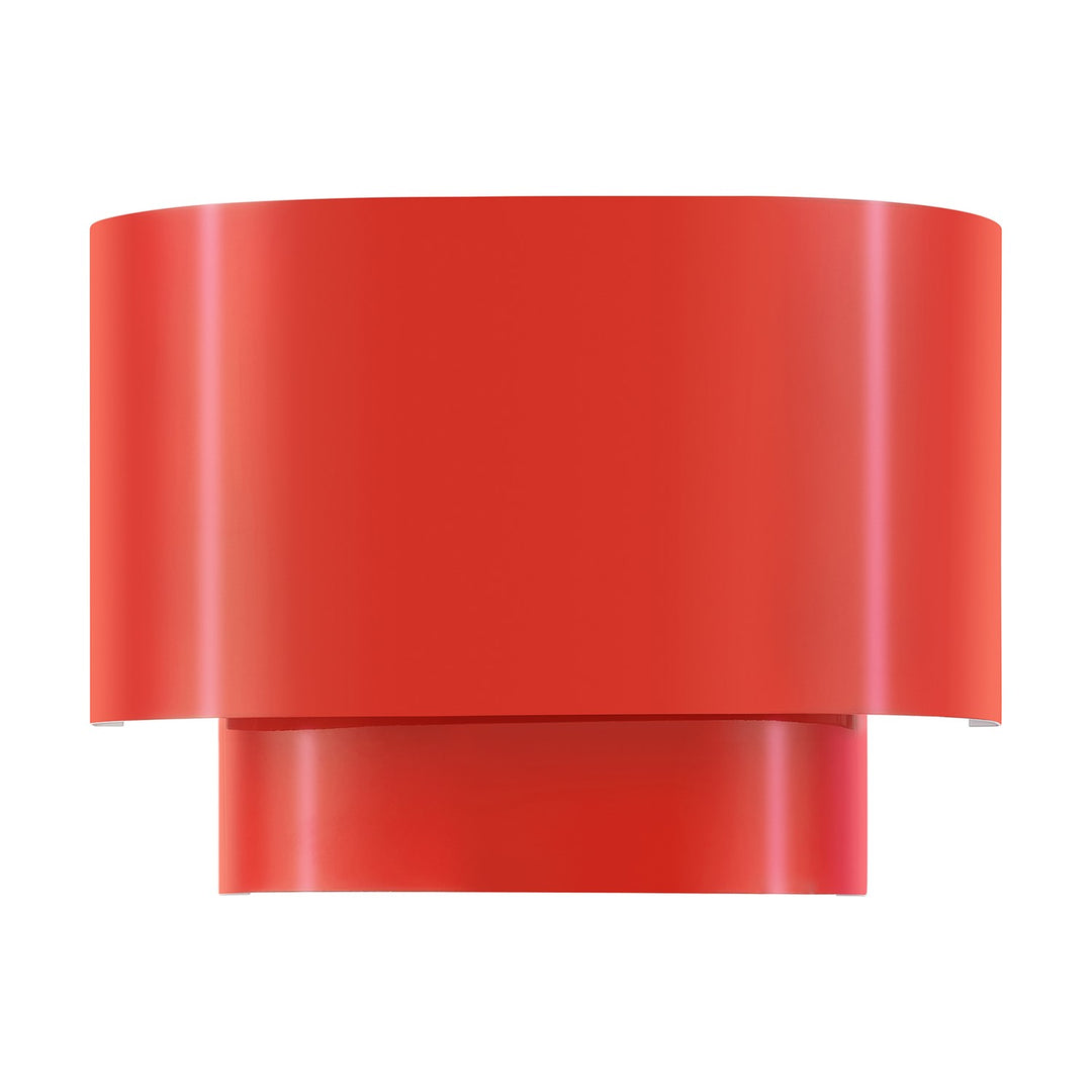 1 Light Shiny Red Ada Sconce With Shiny Red Metal Shade With Shiny White Inside