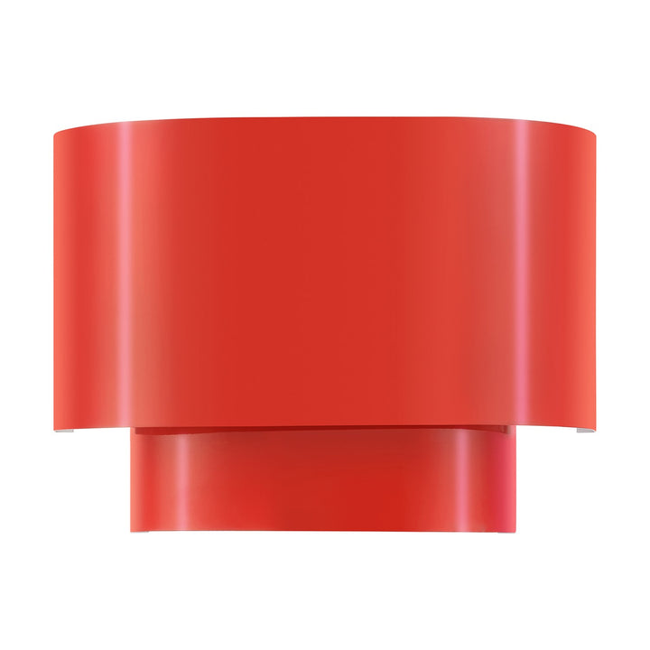 1 Light Shiny Red Ada Sconce With Shiny Red Metal Shade With Shiny White Inside