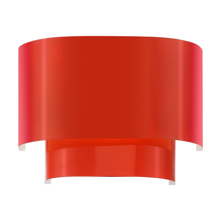 1 Light Shiny Red Ada Sconce With Shiny Red Metal Shade With Shiny White Inside