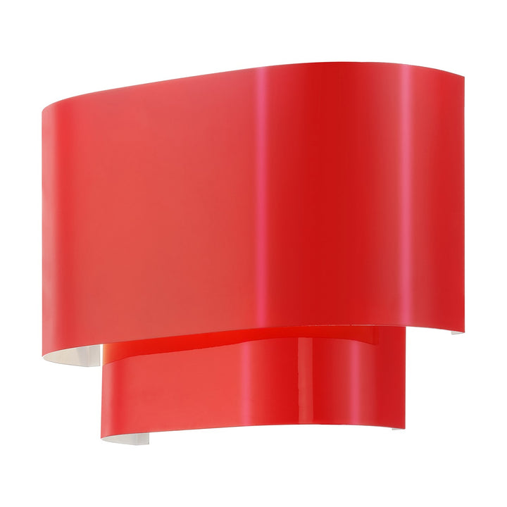 1 Light Shiny Red Ada Sconce With Shiny Red Metal Shade With Shiny White Inside