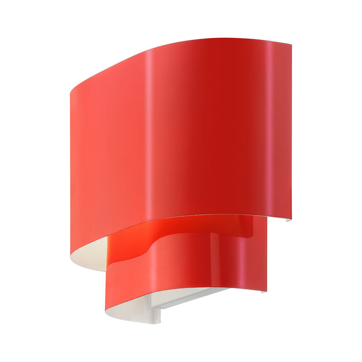 1 Light Shiny Red Ada Sconce With Shiny Red Metal Shade With Shiny White Inside