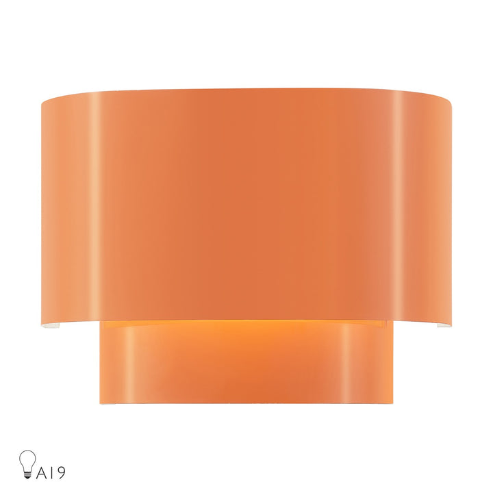 1 Light Shiny Orange Ada Sconce With Shiny Orange Metal Shade by Livex Lighting