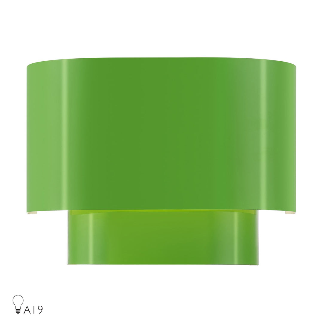 1 Light Shiny Apple Green Ada Sconce With Shiny Apple Green Metal Shade by Livex Lighting