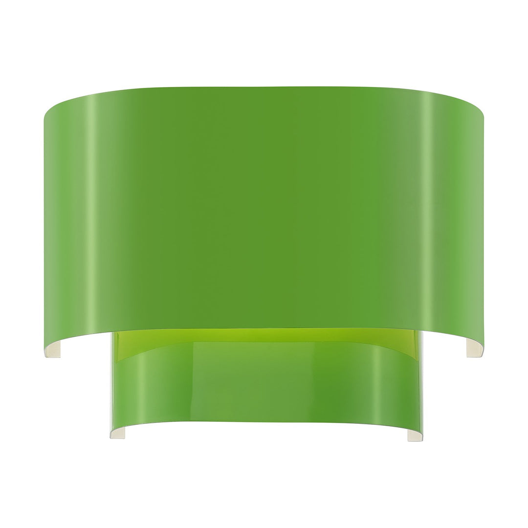 1 Light Shiny Apple Green Ada Sconce With Shiny Apple Green Metal Shade