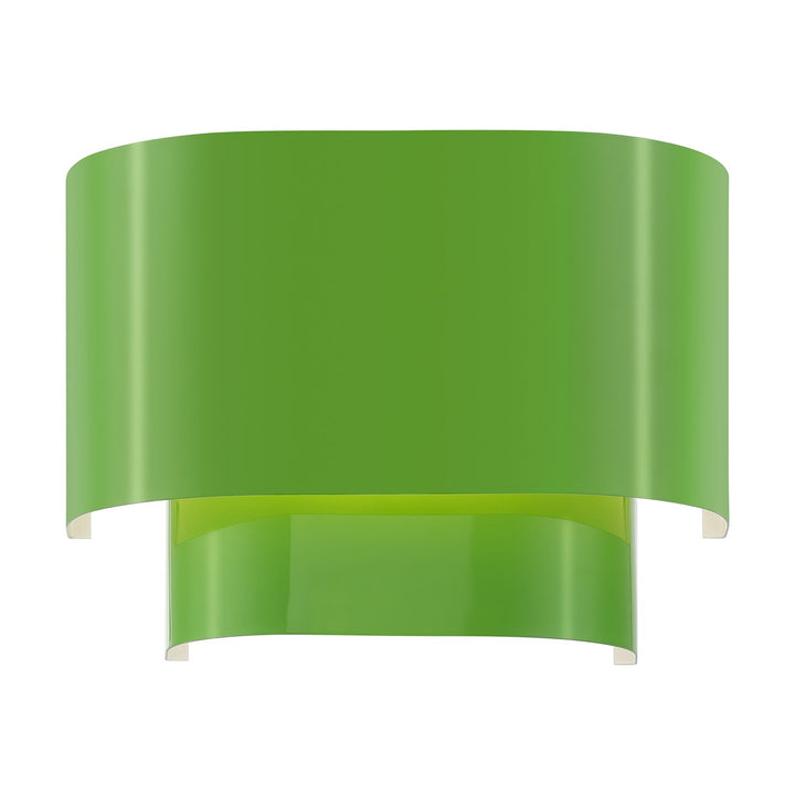 1 Light Shiny Apple Green Ada Sconce With Shiny Apple Green Metal Shade