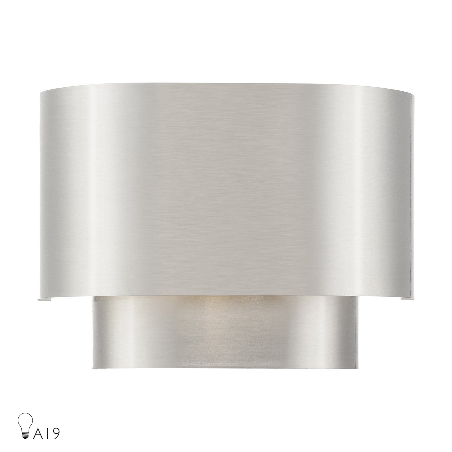1 Light Brushed Nickel Ada Sconce With Brushed Nickel Metal Shade by Livex Lighting