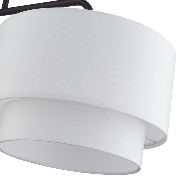 2 Light Bronze Large Linear Chandelier With Hand Crafted Off-White Color Fabrics