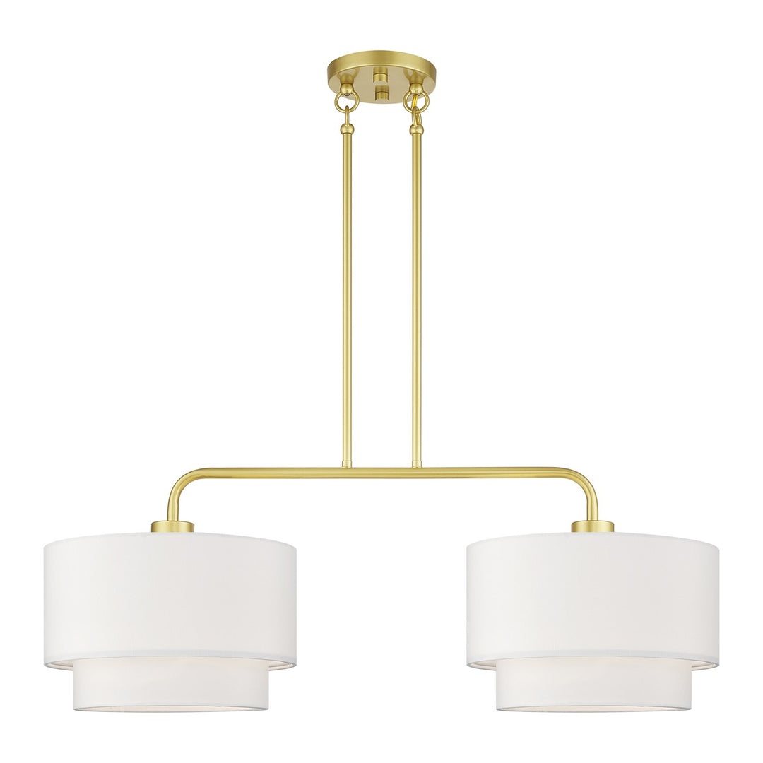2 Light Soft Gold Large Linear Chandelier With Hand Crafted Off-White by Livex Lighting