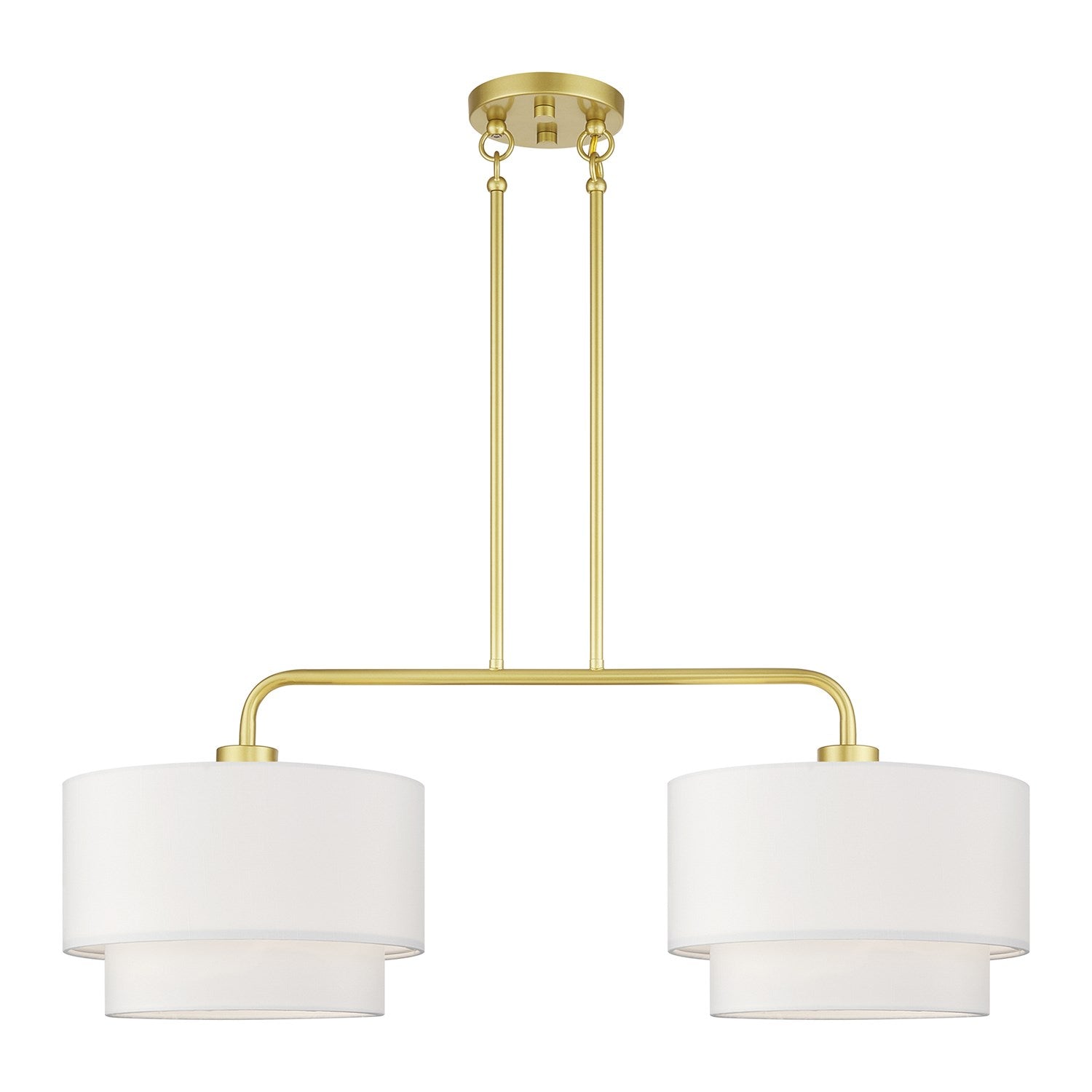 2 Light Soft Gold Large Linear Chandelier With Hand Crafted Off-White by Livex Lighting