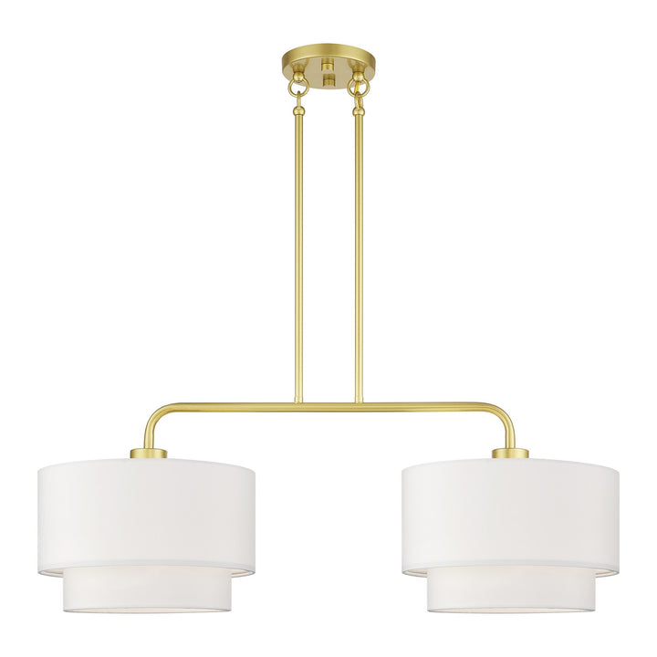 2 Light Soft Gold Large Linear Chandelier With Hand Crafted Off-White by Livex Lighting