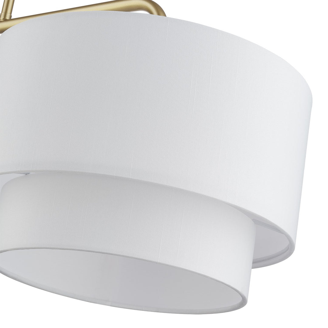 2 Light Soft Gold Large Linear Chandelier With Hand Crafted Off-White