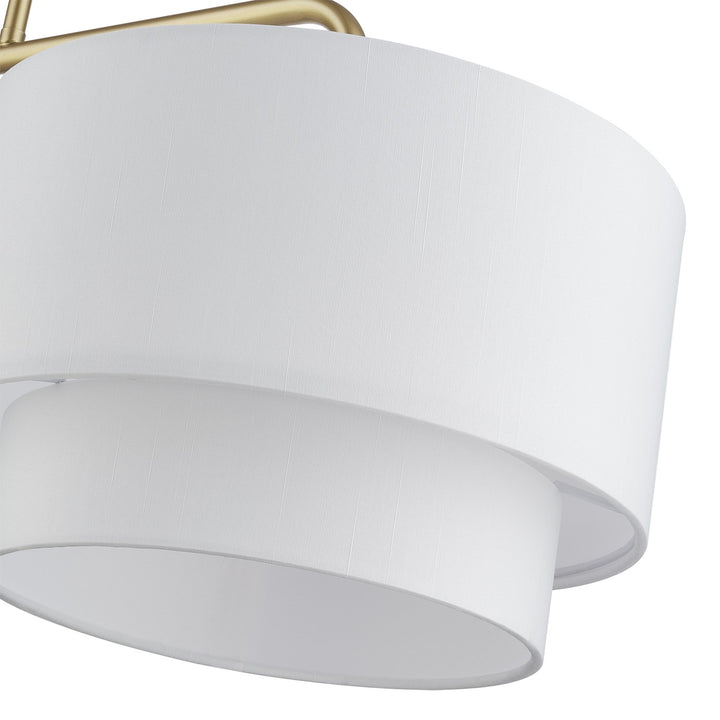 2 Light Soft Gold Large Linear Chandelier With Hand Crafted Off-White