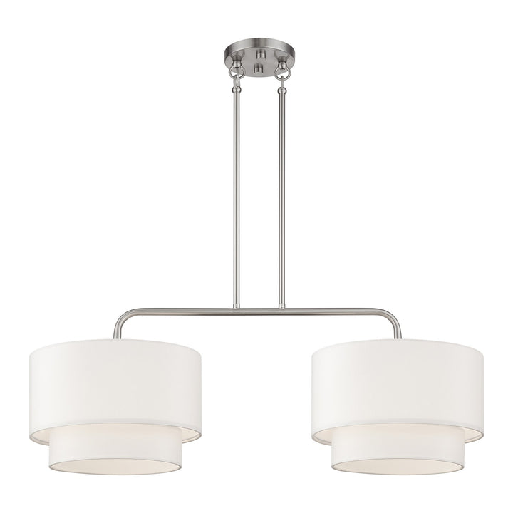 2 Light Brushed Nickel Large Linear Chandelier by Livex Lighting