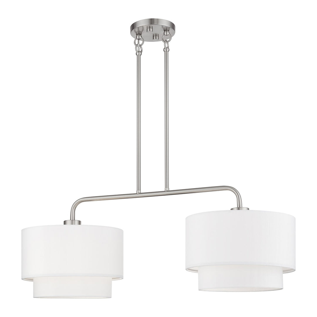 2 Light Brushed Nickel Large Linear Chandelier
